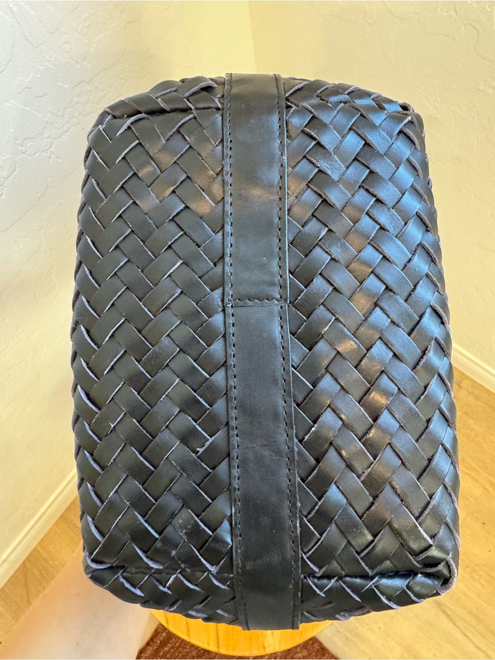 Mango Woven Leather Bucket Bag in Black - Picture 8 of 13